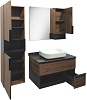 Тумба Comforty Штутгарт 90, дуб тёмно-коричневый с черной столешницей c раковиной COMFORTY T-Y9378