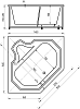 Акриловая ванна Акватек Лира 148x148, с каркасом, фронтальным экраном, сливом-переливом