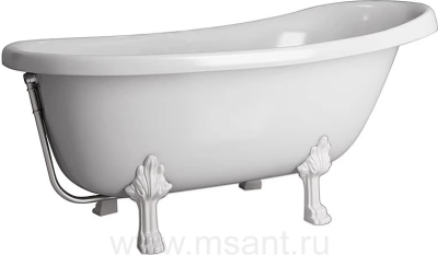 Ванна из искусственного камня Фэма Салерно 170x80 белая, белые ножки
