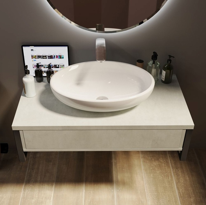 Тумба 1MarKa Grunge Loft 80 бетон светлый