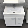 Тумба Comforty Модена М 75, напольная, белая матовая с раковиной Quadro 75