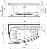 Акриловая ванна Radomir Орегона 170x100 L, с опорной рамой