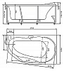 Акриловая ванна Aquatek Таурус 170x100 R, с каркасом, фронтальным экраном, сливом-переливом