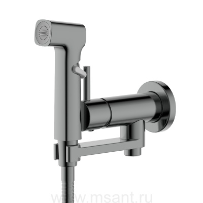 Комплект Aquatek AQ1819BGM НИКА для гигиенического душа встроенный (смеситель + гигиеническая лейка + шланг), оружейная сталь