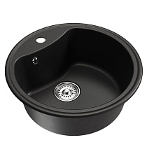Мойкa MIXLINE ML-GM09 круглая, ультра-черная (344), 510 мм (глуб. чаши 190)