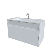 Тумба с умывальником подвесная с ящиком, белая, 100 см, Esper, IDDIS, ESP10W0i95K