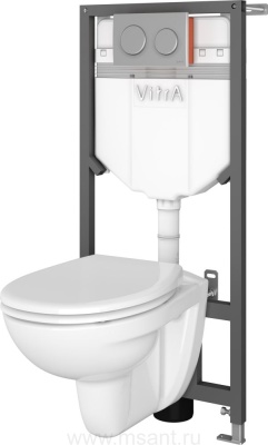 Комплект унитаз с инсталляцией VitrA Uno 9842B003-7206 подвесной унитаз + инсталляция + кнопка