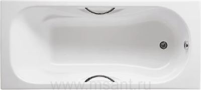 Чугунная ванна Roca Malibu 2334G0000 160x70см, с отверстиями для ручек