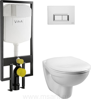 Комплект унитаз с инсталляцией VitrA Normus 9773B003-7200 кнопка хром