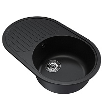 Мойкa MIXLINE ML-GM16 овальная с крылом, ультра-черная (344), 730*460*180мм