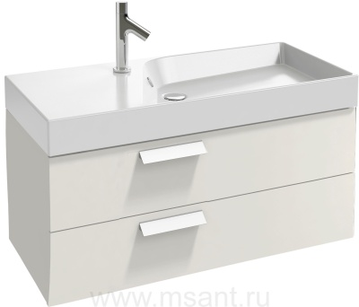 Тумба с раковиной Jacob Delafon Rythmik 100 2 ящика белый блестящий лак