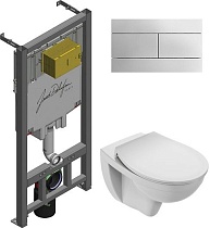 Комплект унитаз с инсталляцией Jacob Delafon Patio E21740RU-00 кнопка хром