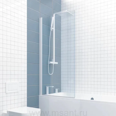 Шторка на ванну Kubele DE020 DE020P601-CLN-WTMT-90х150 150х90, профиль белый матовый