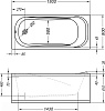 Акриловая ванна Kolpa San String 180x80 на каркасе со сливом-переливом