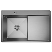 Мойка настол.монтаж 78х50 (3,0) лев. вып 3 1/2 MIXLINE PRO 20см с сифоном (сатин)