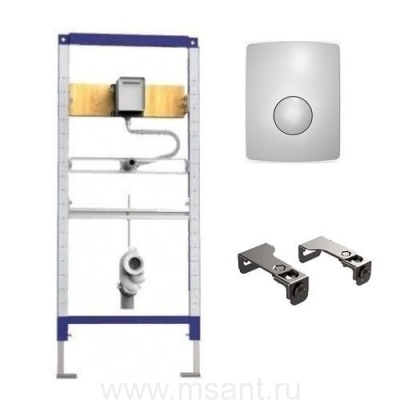 Инсталляция для писсуара Sanit Сет 4094 90.668.00..T000 и, крепеж и клавиша матовый хром