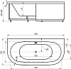 Акриловая ванна Акватек Морфей 190x90, с каркасом, фронтальным экраном, сливом-переливом