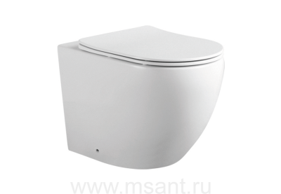 Унитаз напольный приставной безободковый AQUATEK ЕВРОПA Q1902-00 560*360*410 мм, горизонтальный выпуск, тонкое сиденье с механизмом плавного закрывания, крепеж 