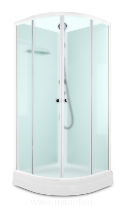 Душевая кабина DOMANI-SPA Eco Delight Slim 99 низкий поддон белая стеклянная задняя панель сатин матированное стекло 900*900*2180 без крыши
