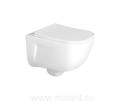 Унитаз подвесной безободковый AQUATEK ДИВА AQ2012-00 510*350*360 мм, горизонтальный выпуск, тонкое сиденье с механизмом плавного закрывания, крепеж 