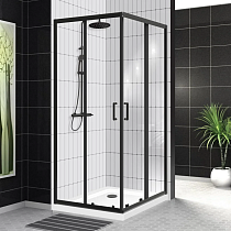 Душевой уголок BelBagno Uno-195 A 2 100 C Nero профиль черный, стекло прозрачное