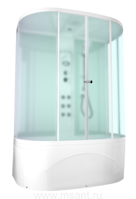 Душевая кабина DOMANI-SPA Neat Slim high 1500*810*2190 белая стеклянная задняя панель сатин матированное стекло с электрикой