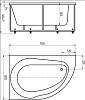 Акриловая ванна Aquatek Вирго 150x100 L, с каркасом, фронтальным экраном, сливом-переливом