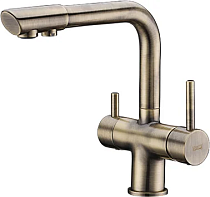 Смеситель Wasserkraft A8037 для кухонной мойки, светлая бронза