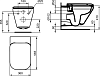 Унитаз подвесной Ideal Standard Tonic II K316701 AquaBlade® глуб.смыв, с крепежомTT0299327,с сидением-крышкой K7065