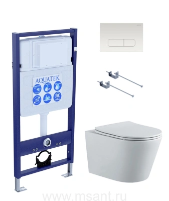 SET-2 AQUATEK ВЕГА-1905-013 (рама AQUATEK Standard INS-0000012 с клавишей KDI-0000013 и крепежом KKI-0000001+унитаз ВЕГА AQ1905-00 с тонким сиденьем sc