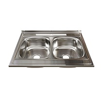 Мойка 80х60 (0,6) 2-х чаш вып 3 1/2 MIXLINE 18см с сифоном