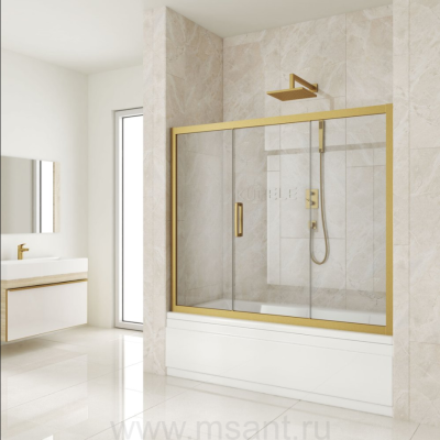 Шторка на ванну Kubele DE019P3-CLN-BR 175х150 см, профиль бронза