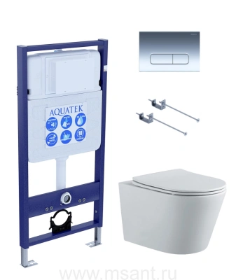 SET-3 AQUATEK ВЕГА-1905-016 (рама AQUATEK Standard INS-0000012 с клавишей KDI-0000016 и крепежом KKI-0000001+унитаз ВЕГА AQ1905-00 с тонким сиденьем sc