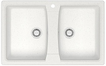 Кухонная мойка AZARIO Elmas 780х500х190 двойная, искусственный мрамор, цвет белый лед (CS00078330)