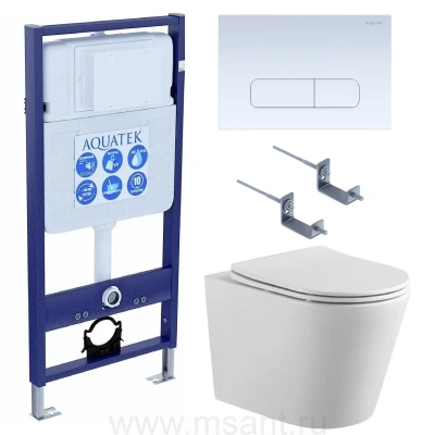 SET AQUATEK ВЕГА cmp-013 (рама AQUATEK Standard INS-0000012 с клавишей KDI-0000013 и крепежом KKI-0000002+унитаз ВЕГА AQ1904-00 с тонким сиденьем