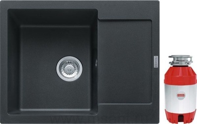 Комплект Мойка кухонная Franke Maris MRG 611С оникс + Измельчитель отходов Franke Turbo Elite TE-125 с пневмокнопкой