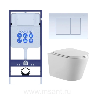 Set AQUATEK ВЕГА (рама AQUATEK Standard INS-0000012 с звукоиз.прокладкой+крепеж KKI-0000002+кнопкаKDI-0000009+унитаз ВЕГА AQ1905-00 с сиденьем мткролифт