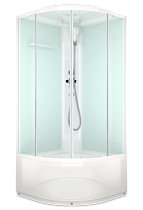 Душевая кабина DOMANI-SPA Delight Slim 110 high 1000*1000*2180 высокий поддон белая стеклянная задняя панель сатин матированное стекло без электрики