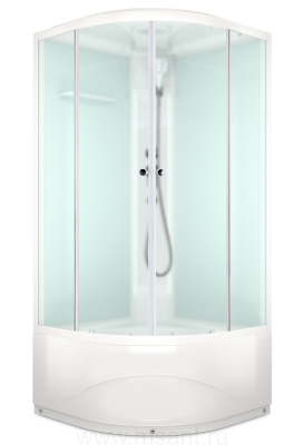 Душевая кабина DOMANI-SPA Delight Slim 110 high 1000*1000*2180 высокий поддон белая стеклянная задняя панель сатин матированное стекло без электрики