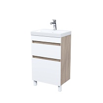 Тумба с умывальником напольная с ящиками, 50 см, белая/под дерево, Zodiac, IDDIS, ZOD5ABFi95K подходит ум. 3505000i28