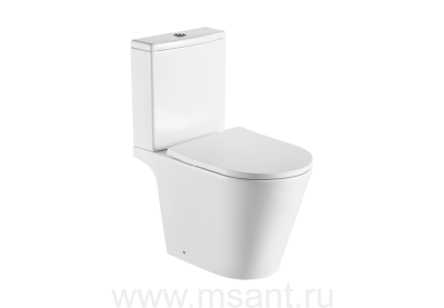 Унитаз-компакт напольный безободковый с бачком AQUATEK БЕТТА AQ1363B-00 640*365*790 мм, горизонтальный выпуск, тонкое сиденье с механизмом плавного закрывания, крепеж 