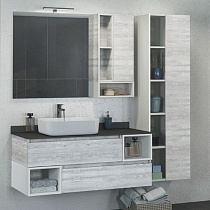 Мебель для ванной Comforty Прага 120, дуб белый, с серой столешницей GT005 с раковиной Comforty 78189