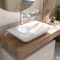 Столешница с раковиной Duravit 120, дуб французский, без отверстий, с раковиной Duravit Viu, 60, белая