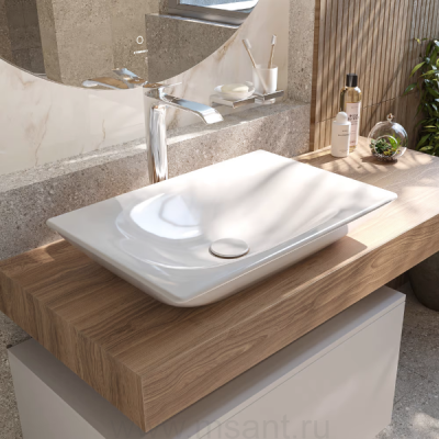 Столешница с раковиной Duravit 120, дуб французский, без отверстий, с раковиной Duravit Viu, 60, белая