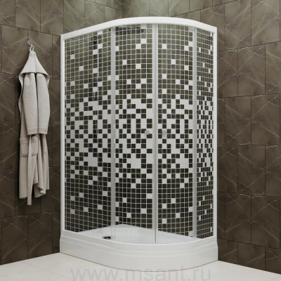 Душевой уголок Triton Коралл А Щ0000043489 левое 120х80 см, Белый, Мозаика с поддоном 