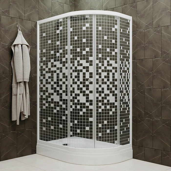 Душевой уголок Triton Коралл А Щ0000043489 левое 120х80 см, Белый, Мозаика с поддоном 