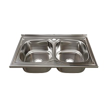 Мойка 80х50 (0,6) 2-х чаш вып 3 1/2 MIXLINE 18см с сифоном