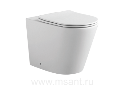 Унитаз напольный приставной безободковый AQUATEK ВЕГА AQ1906-00 560*360*410 мм, горизонтальный выпуск, тонкое сиденье с механизмом плавного закрывания, крепеж 